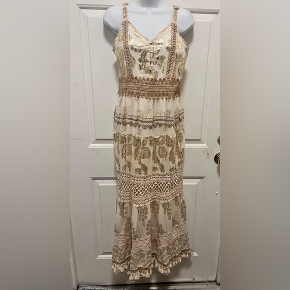 Caroline Constas Elegant Cream Maxi Dress Size S